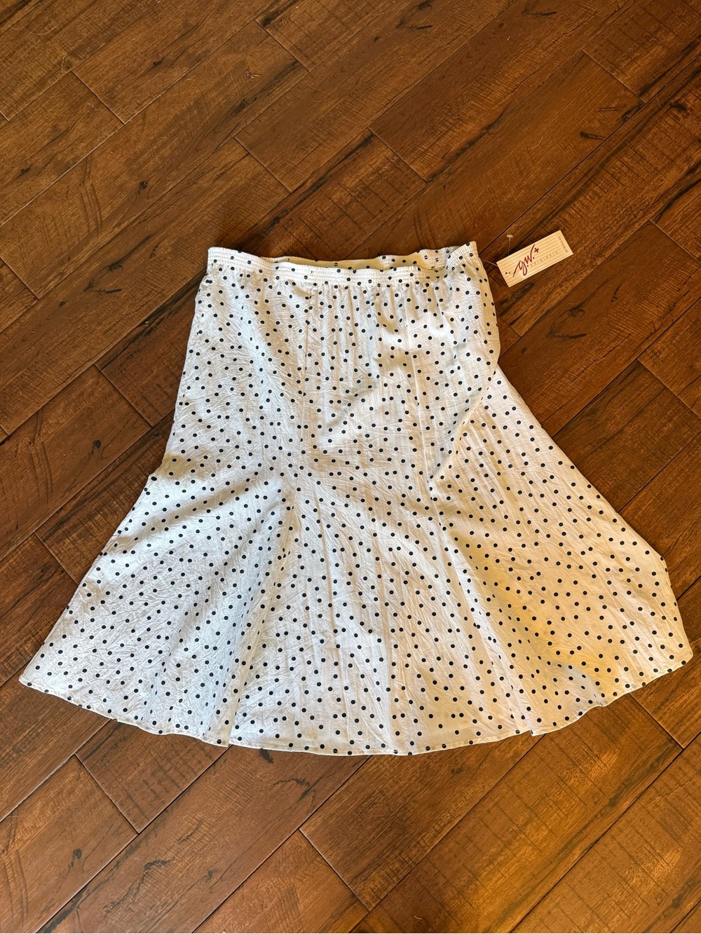 Vintage 80s/90s G.W. Originals Deadstock Black White Polka Dot Full Swing Skirt